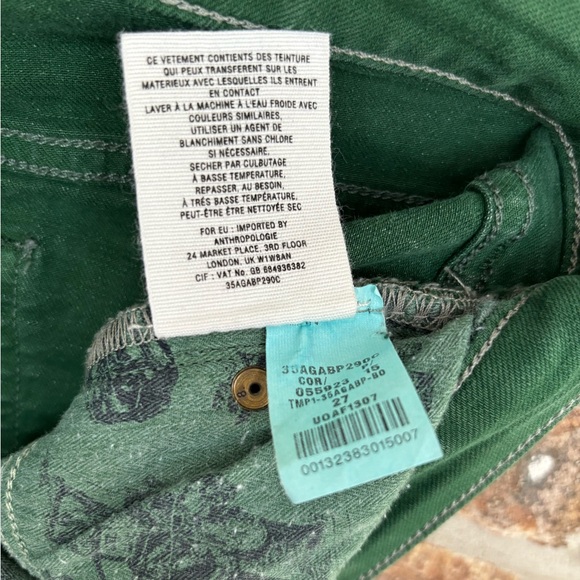 Anthropologie Pilcro the Letterpress Stet Slim Skinny Dark Forest Green Jeans 27 - Picture 4 of 7